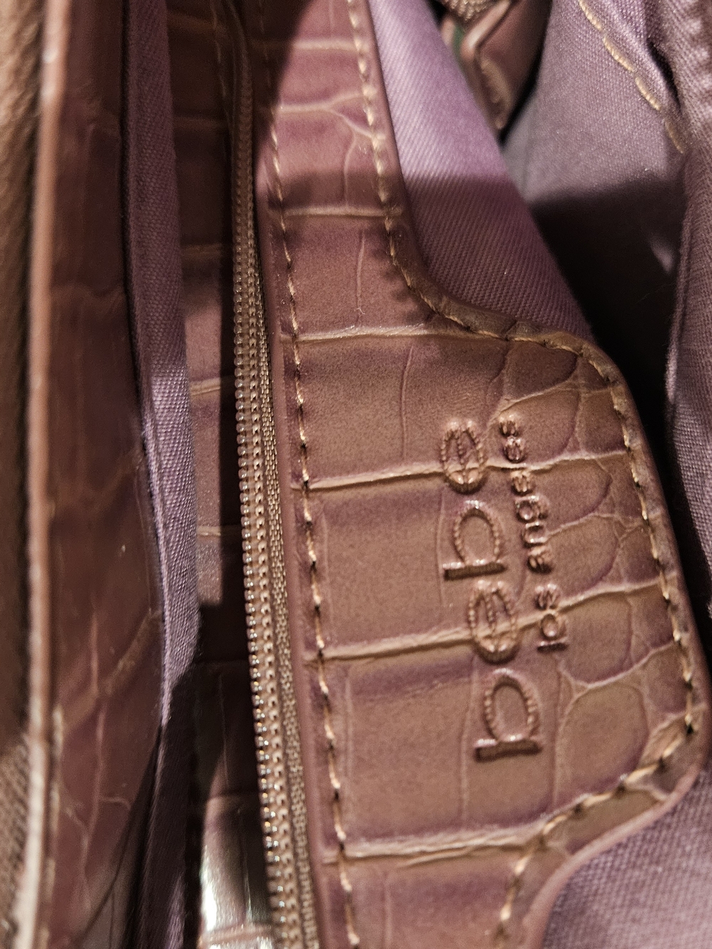 bebe Bella Croco  Satchel with Gold Hardware Purse Mauve Purple - Picture 6 of 11